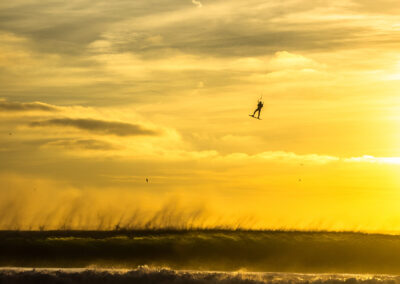 Kitesufer over the waves. Tarifa, Spain